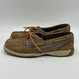 Sperry Top Sider Intrepid Glitter Leather Tan Boat Shoes Womens Size 5M STS92459
